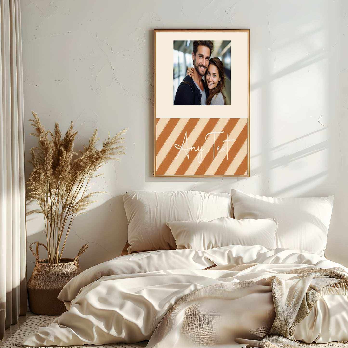 Personalised Autumnal Diagonal Stripe Photo Print