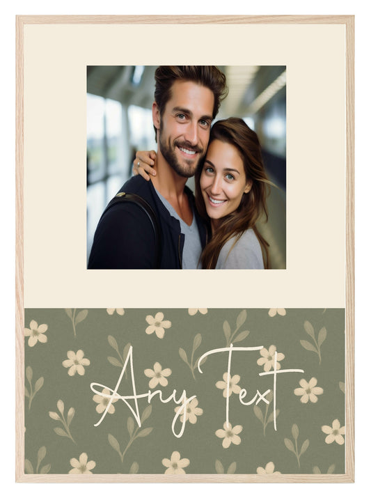 Personalised Floral Photo Print | Rust & Forest Green