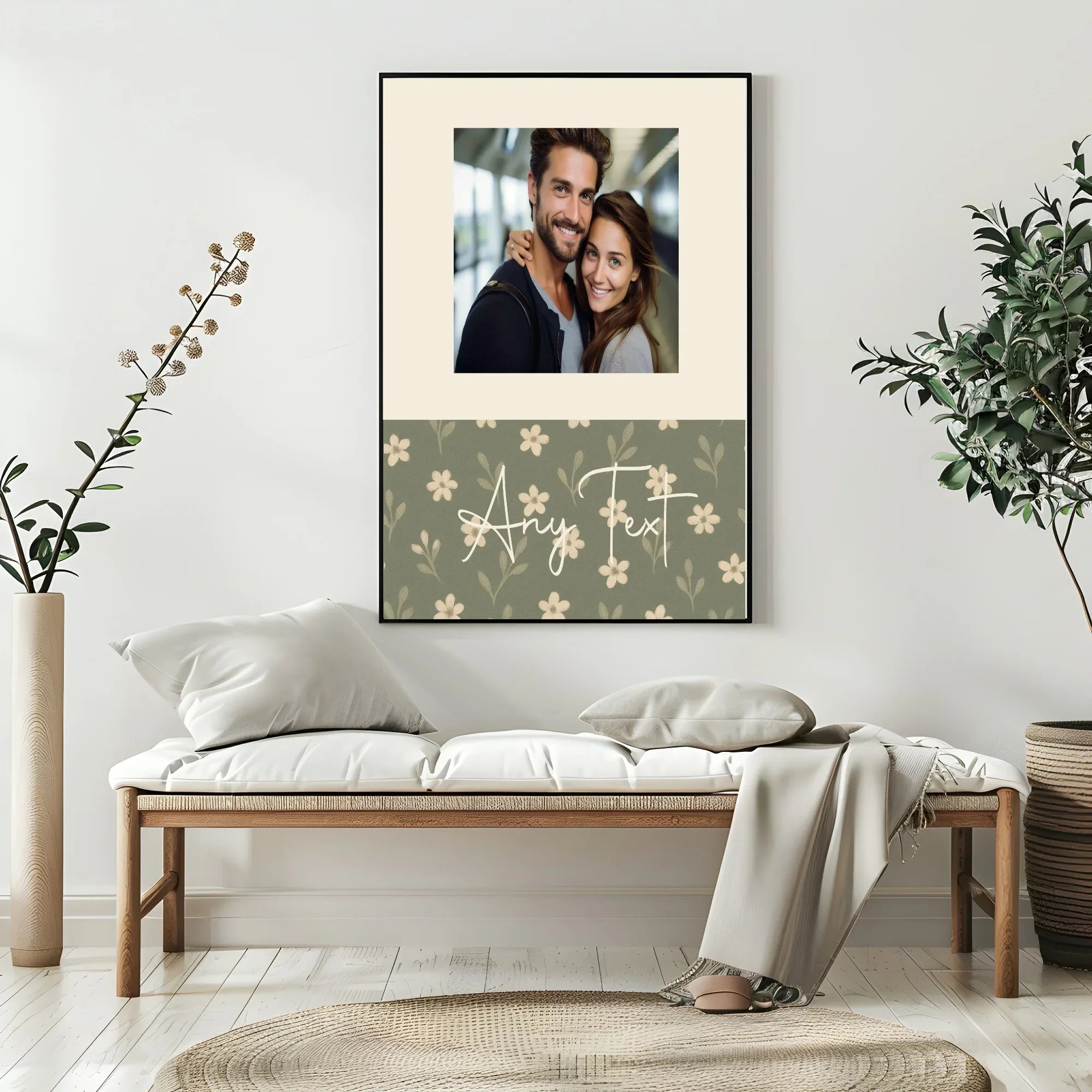Personalised Floral Photo Print | Rust & Forest Green - Larosier Prints