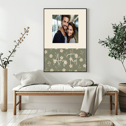 Personalised Floral Photo Print | Rust & Forest Green