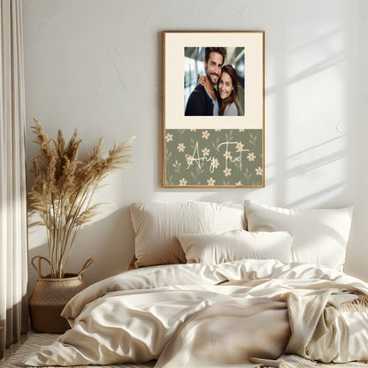 Personalised Floral Photo Print | Rust & Forest Green