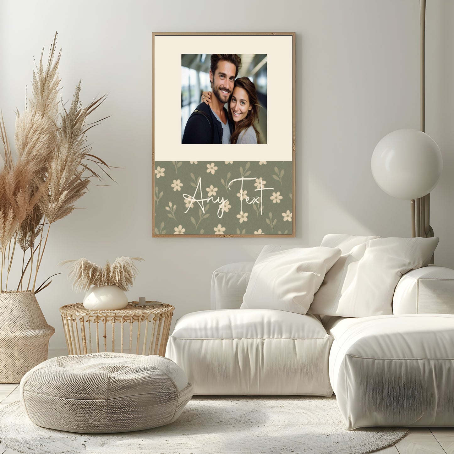 Personalised Floral Photo Print | Rust & Forest Green