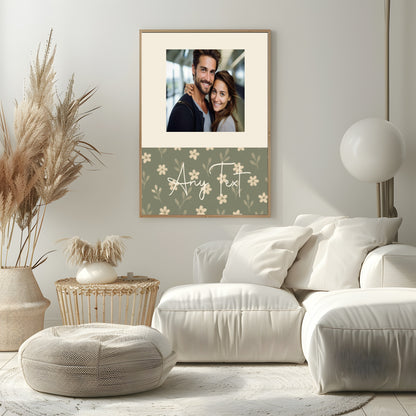 Personalised Floral Photo Print | Rust & Forest Green