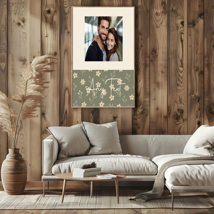 Personalised Floral Photo Print | Rust & Forest Green