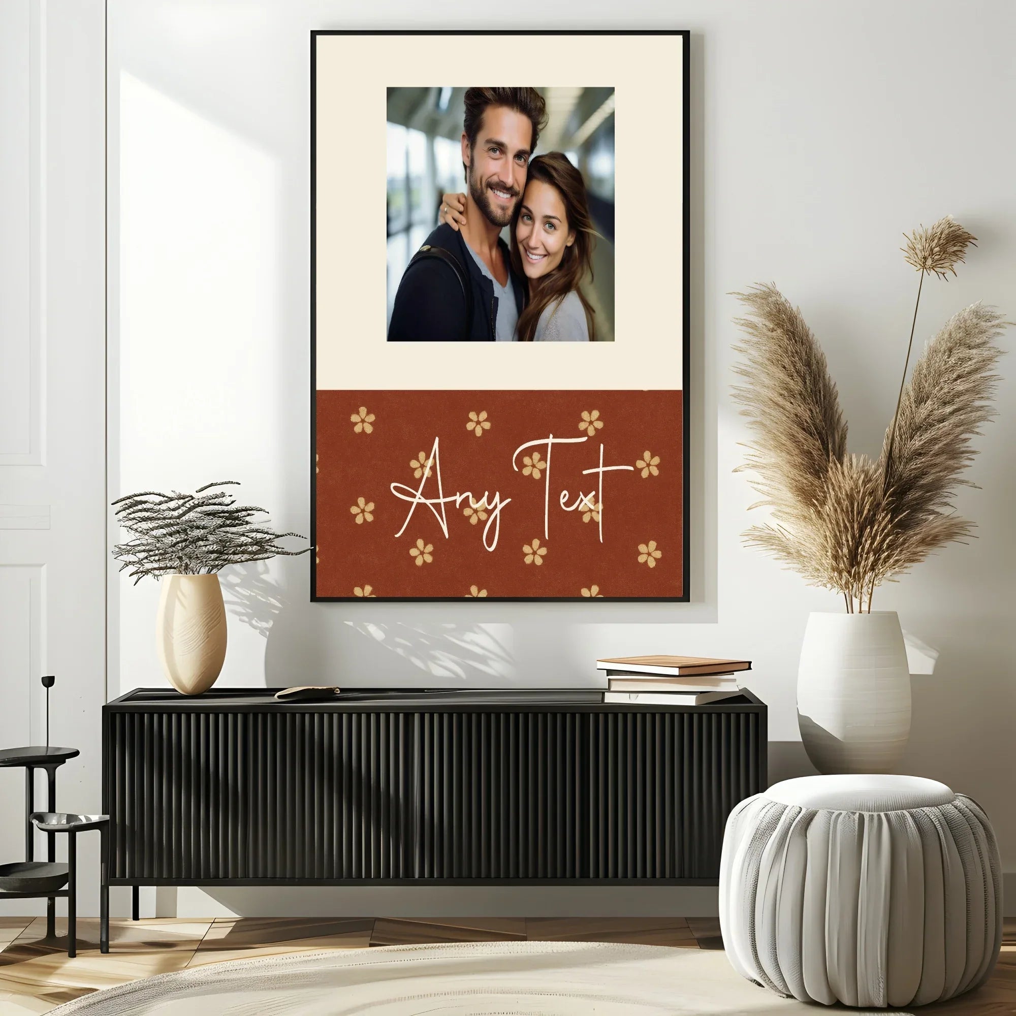 Personalised Floral Photo Print | Rust & Forest Green - Larosier Prints