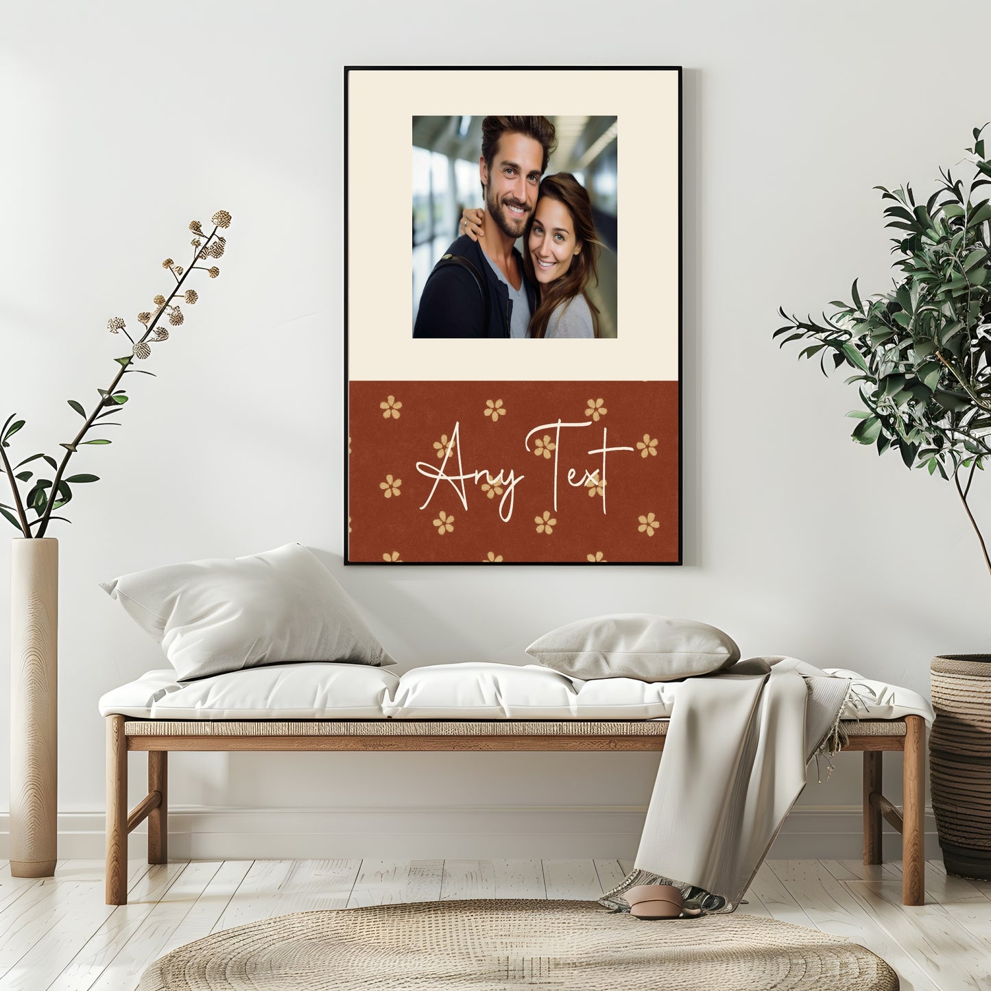 Personalised Floral Photo Print | Rust & Forest Green