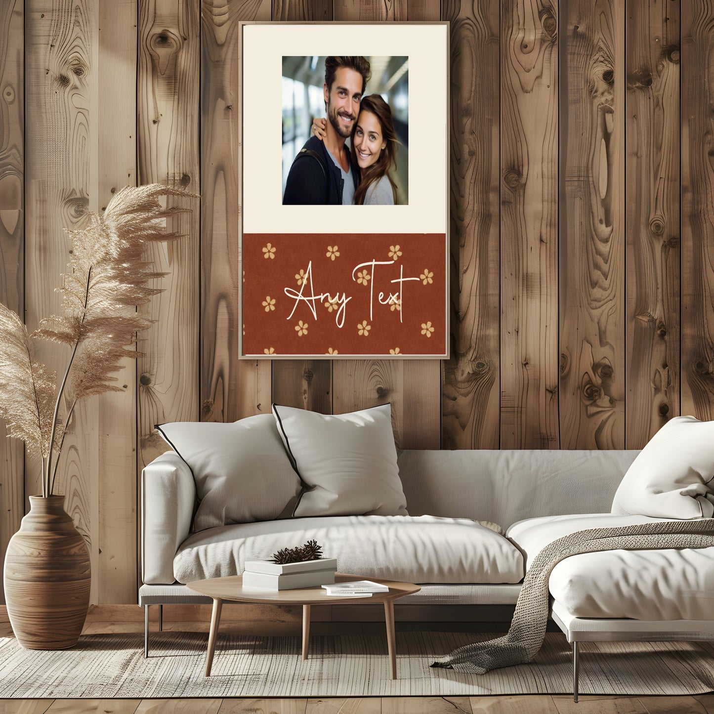 Personalised Floral Photo Print | Rust & Forest Green