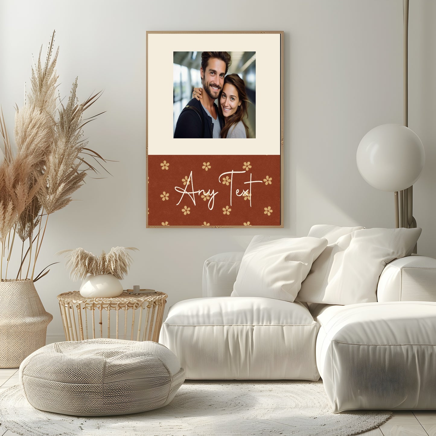 Personalised Floral Photo Print | Rust & Forest Green