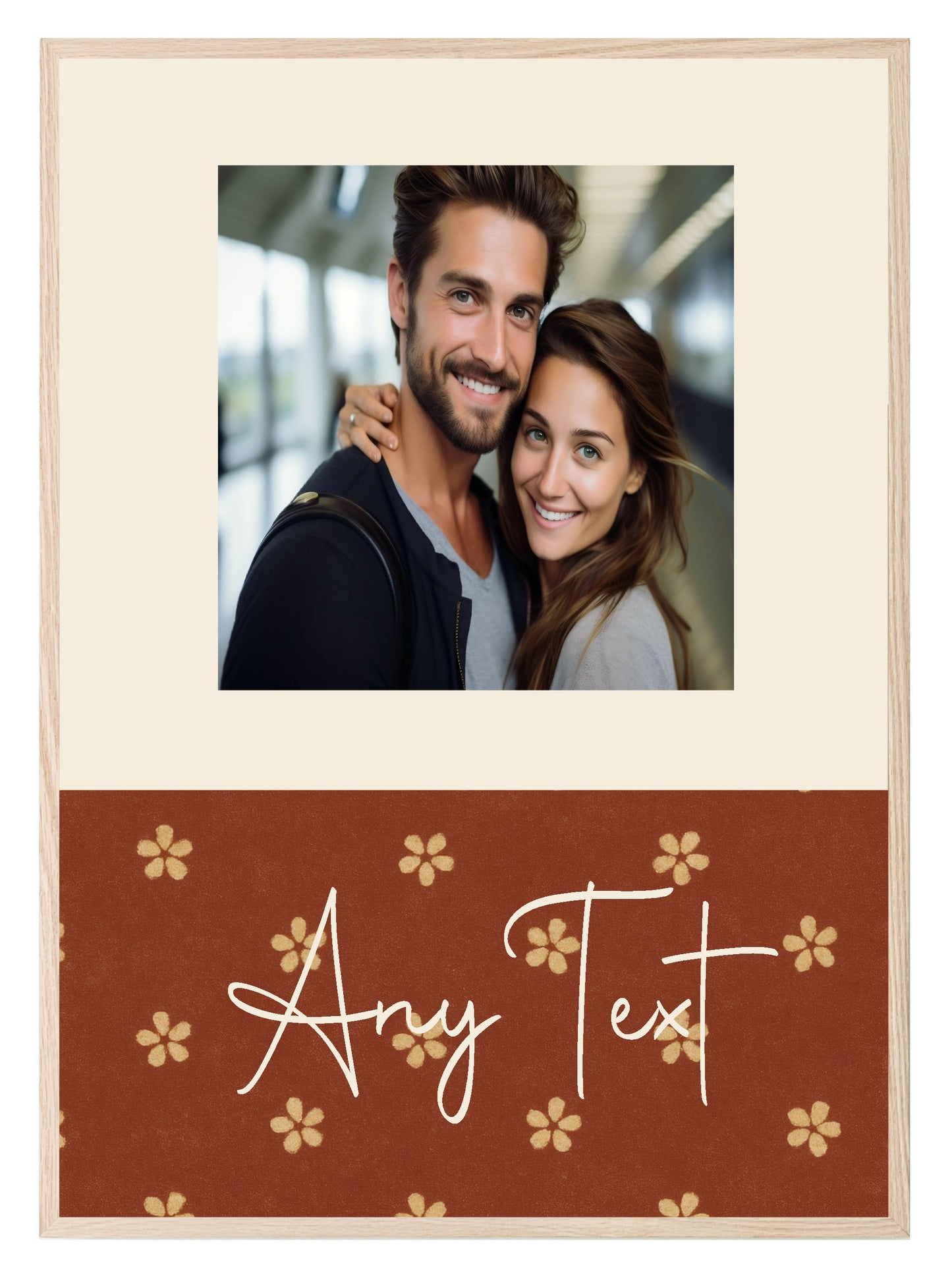 Personalised Floral Photo Print | Rust & Forest Green