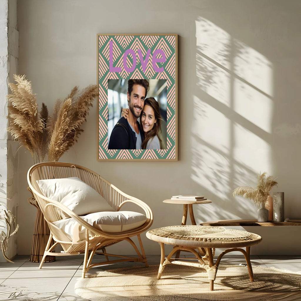 Geometric Green & Pink Love Photo Print - Larosier Prints