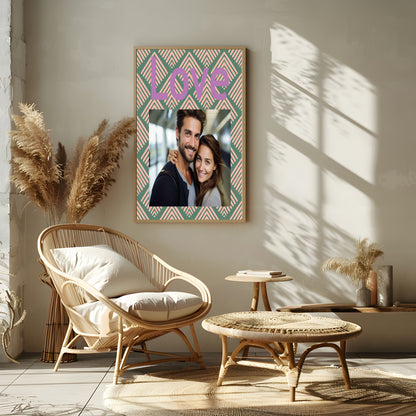 Geometric Green & Pink Love Photo Print