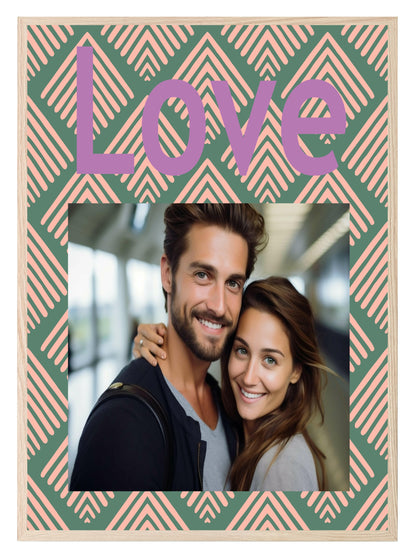 Geometric Green & Pink Love Photo Print