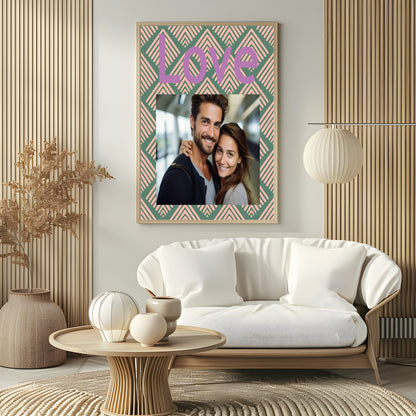 Geometric Green & Pink Love Photo Print