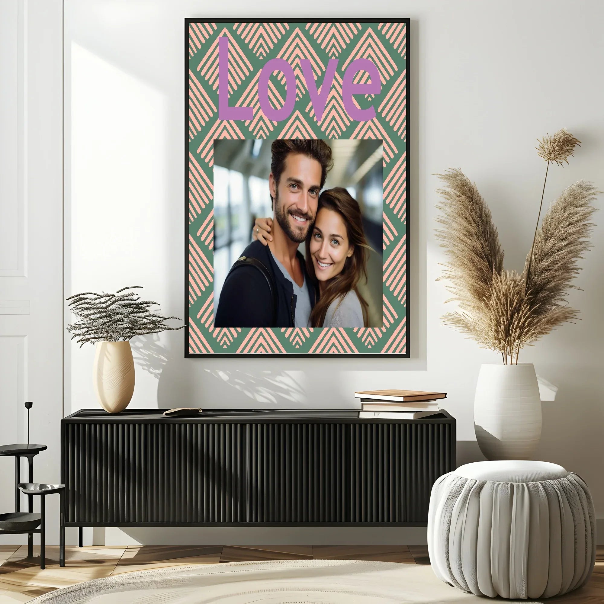Geometric Green & Pink Love Photo Print - Larosier Prints