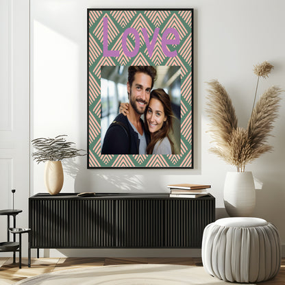 Geometric Green & Pink Love Photo Print