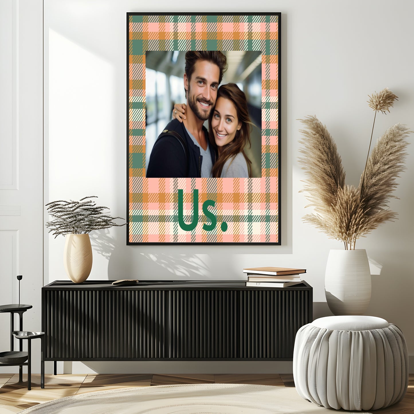 Pink & Green Tartan Us Photo Print
