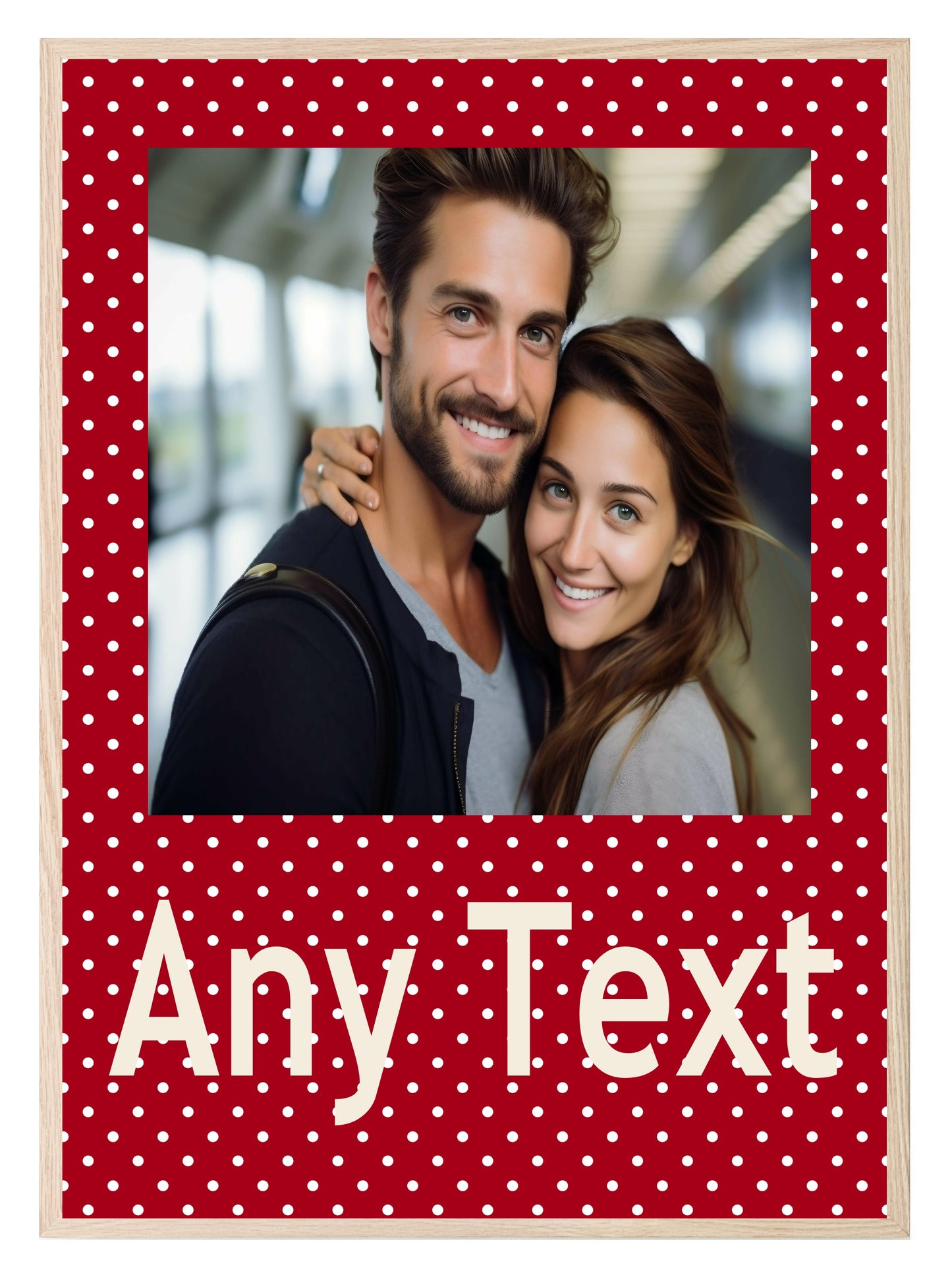 Personalised Polka Dot Photo Print | Red & Cream