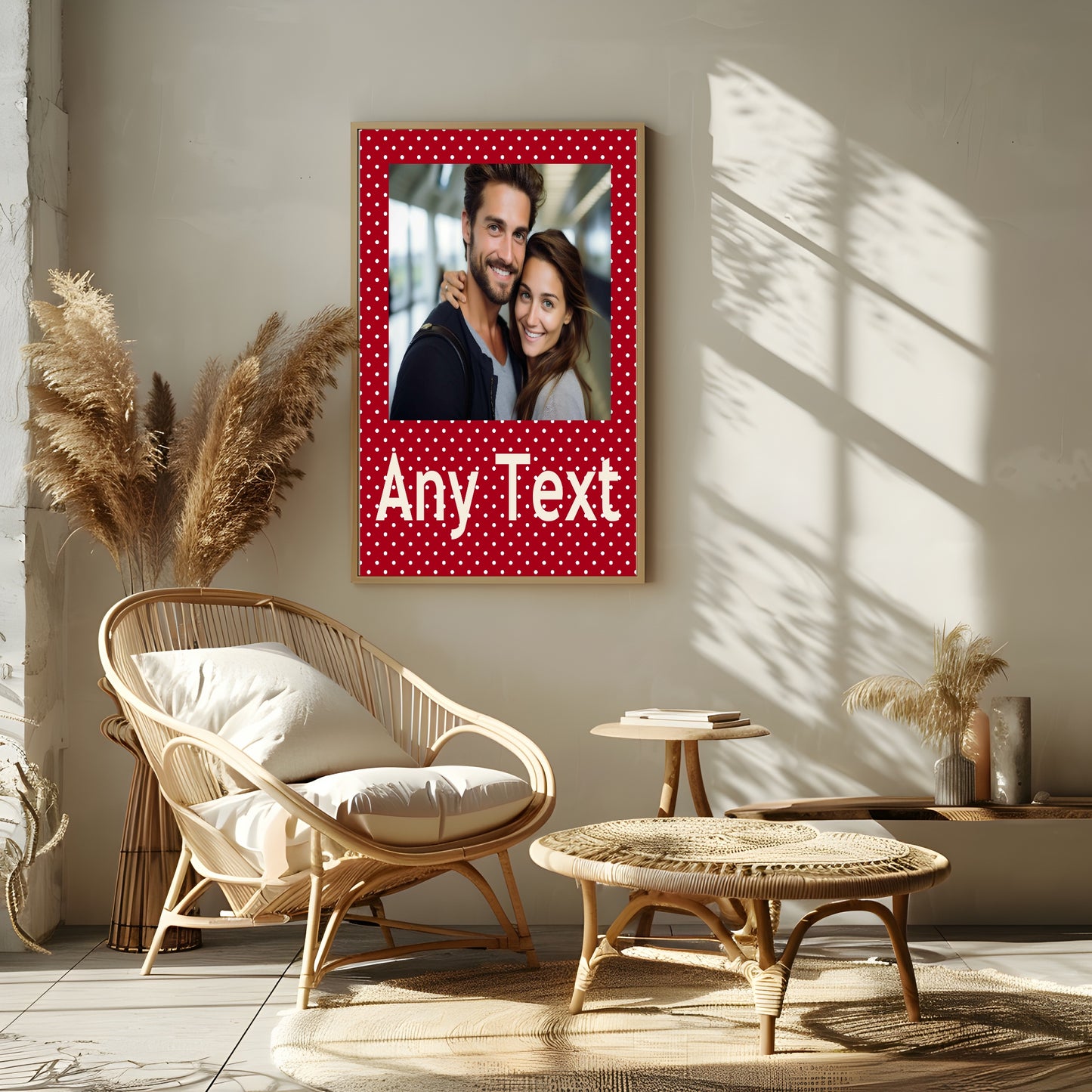 Personalised Polka Dot Photo Print | Red & Cream