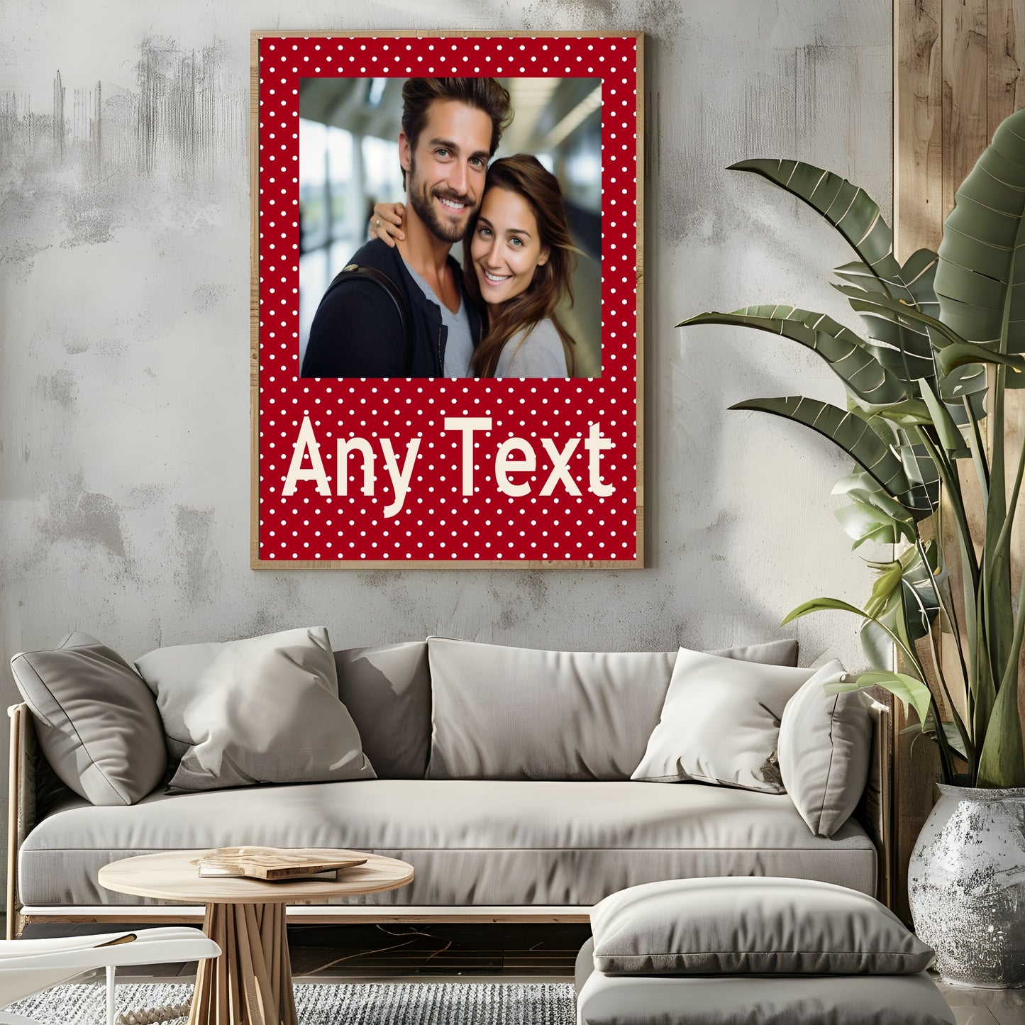 Personalised Polka Dot Photo Print | Red & Cream