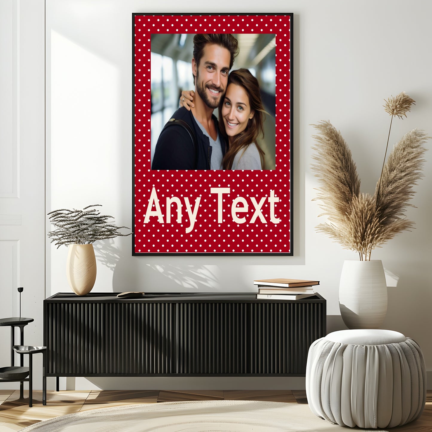 Personalised Polka Dot Photo Print | Red & Cream
