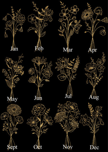 Personalised Birth Flower Birth Details Photo Print | Black Or White