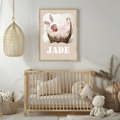 Personalised Modern & Bright Stencil Name Photo Print | Numerous Colour Options