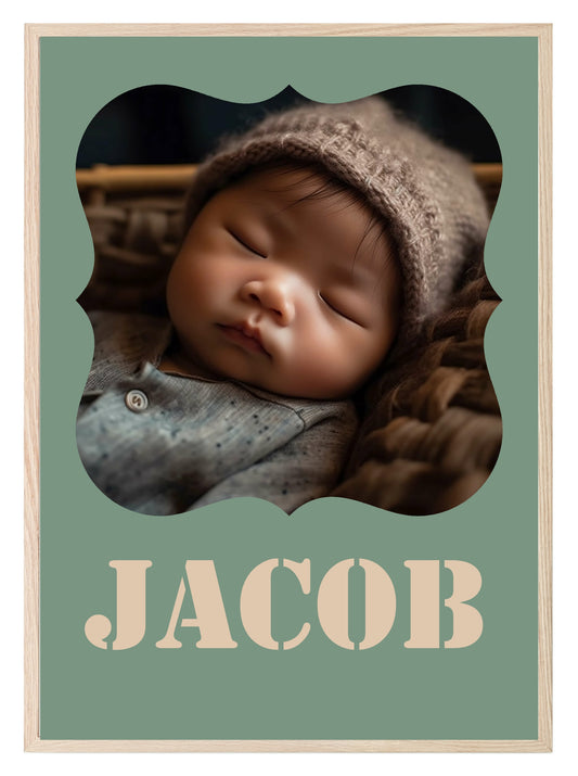 Personalised Modern & Bright Stencil Name Photo Print | Numerous Colour Options