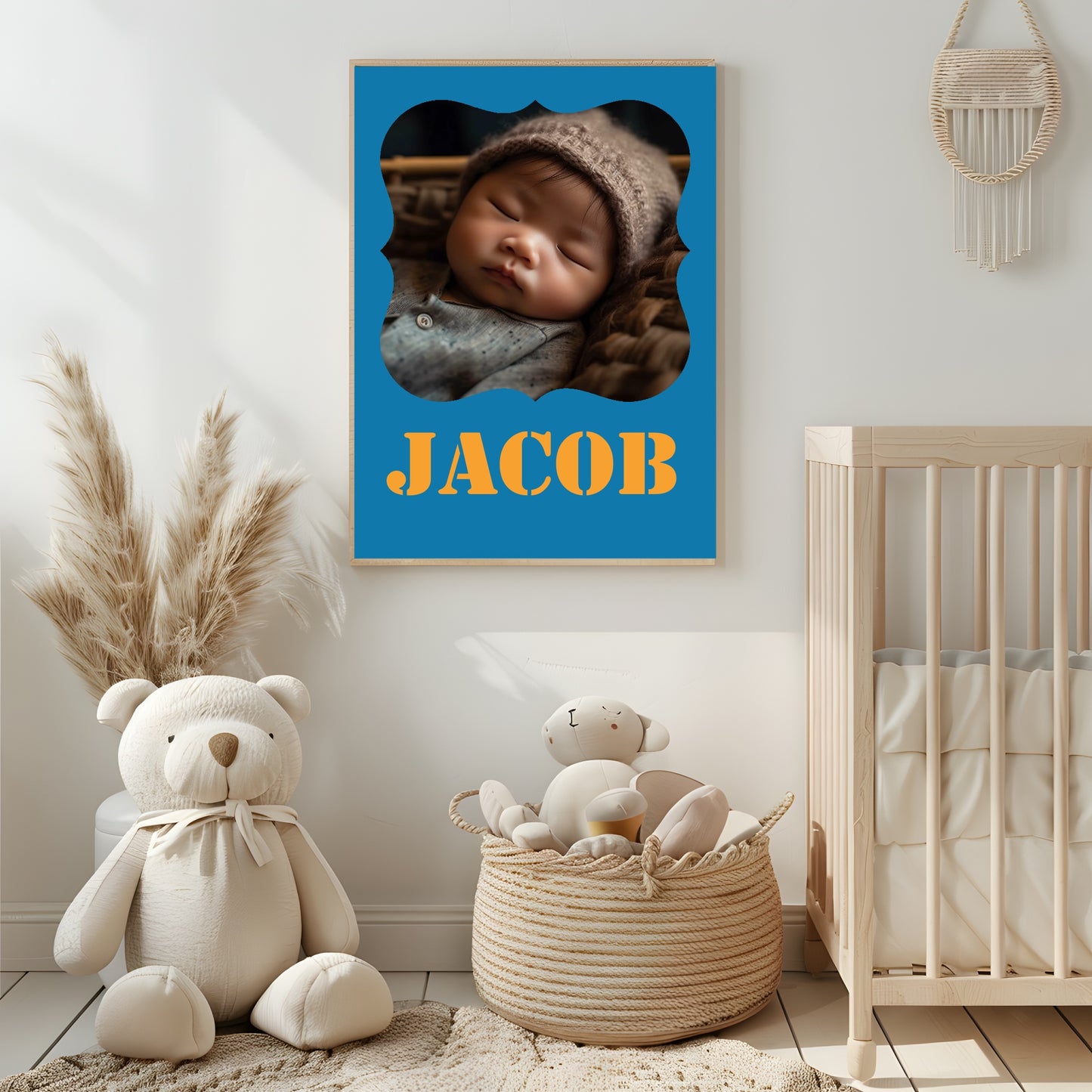 Personalised Modern & Bright Stencil Name Photo Print | Numerous Colour Options