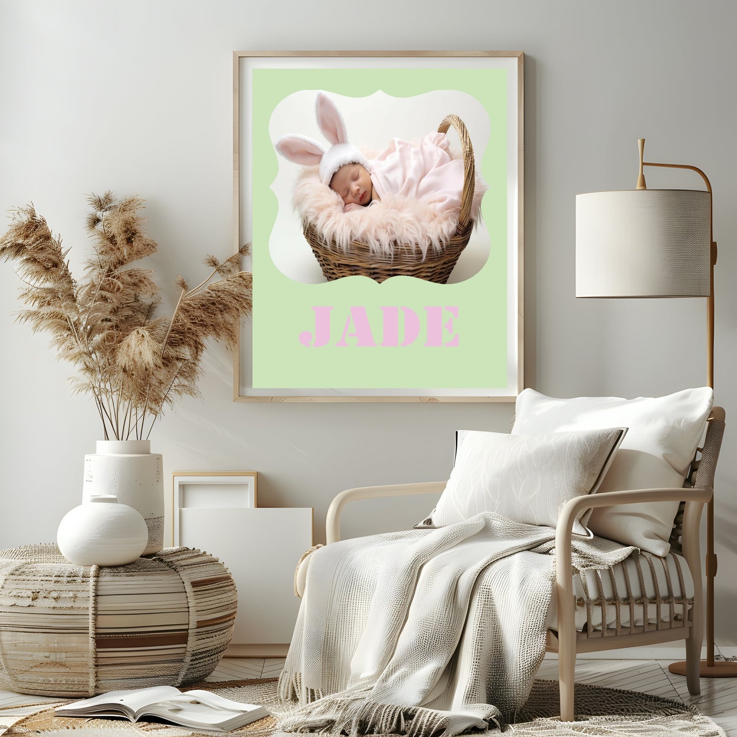 Personalised Modern & Bright Stencil Name Photo Print | Numerous Colour Options