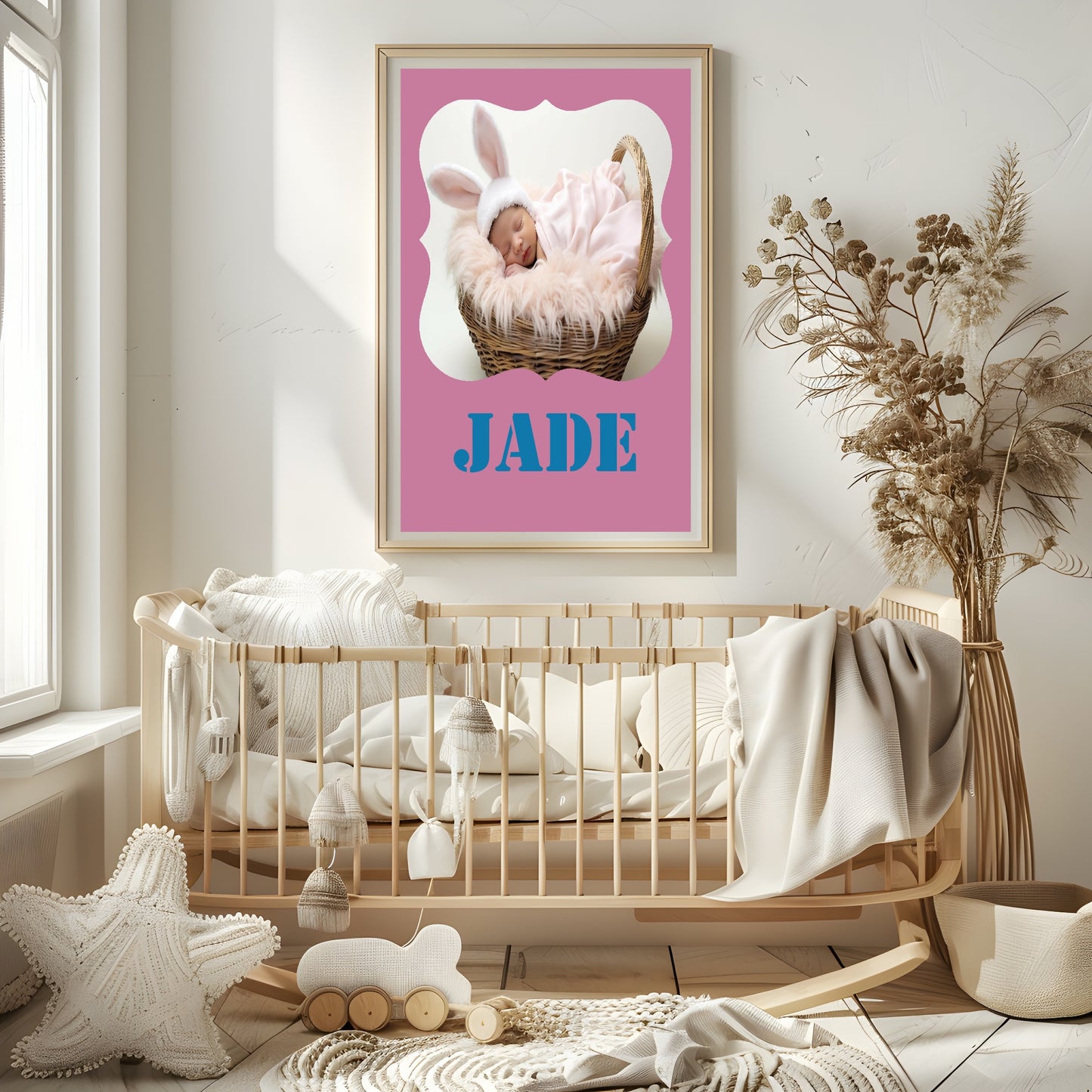 Personalised Modern & Bright Stencil Name Photo Print | Numerous Colour Options