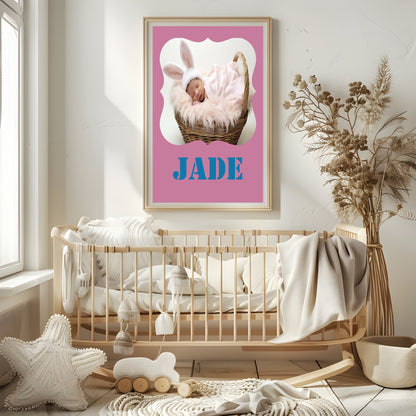 Personalised Modern & Bright Stencil Name Photo Print | Numerous Colour Options