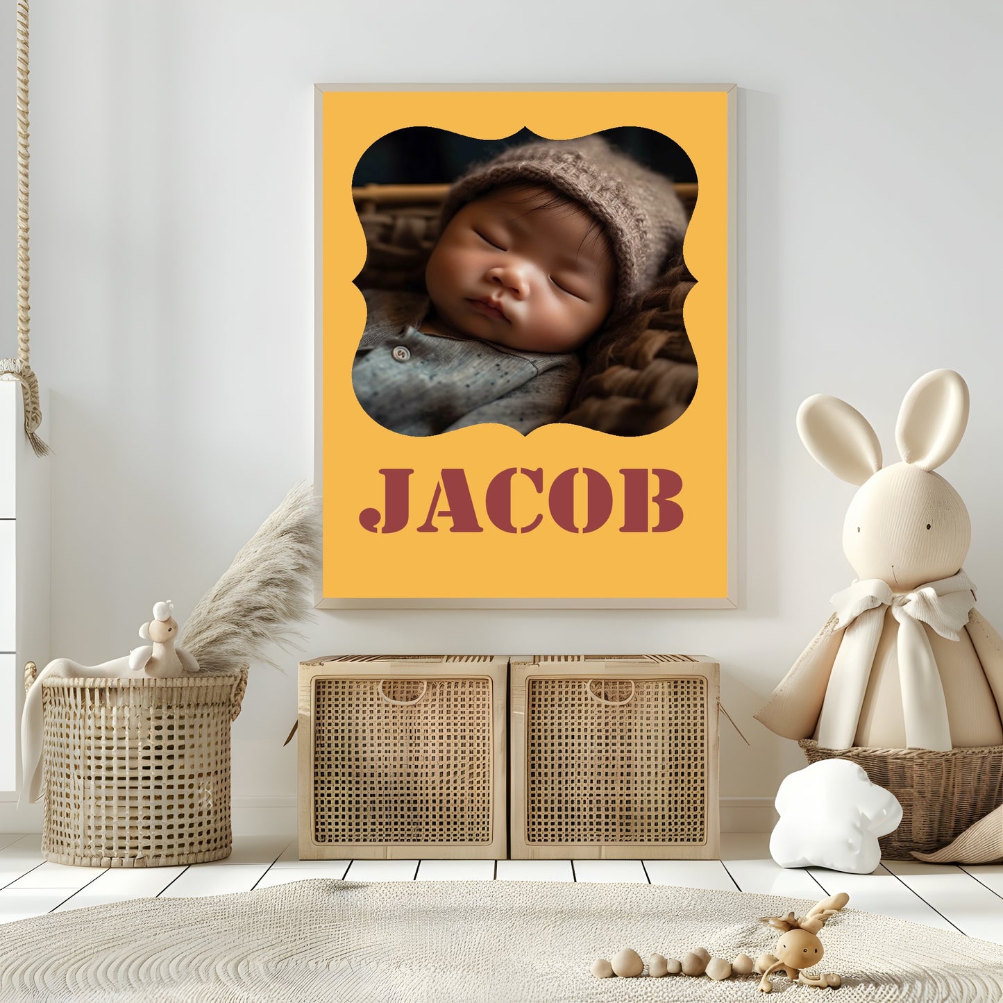 Personalised Modern & Bright Stencil Name Photo Print | Numerous Colour Options