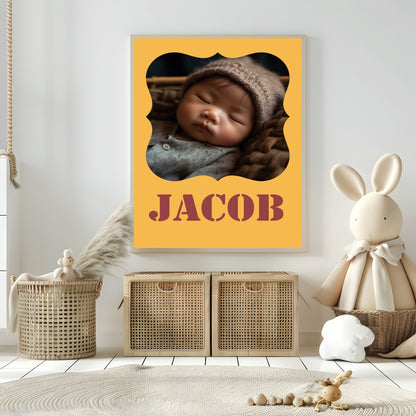 Personalised Modern & Bright Stencil Name Photo Print | Numerous Colour Options