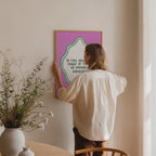 In This House We Laugh Print | Humorous Quote Wall Art | Pink & Green Design