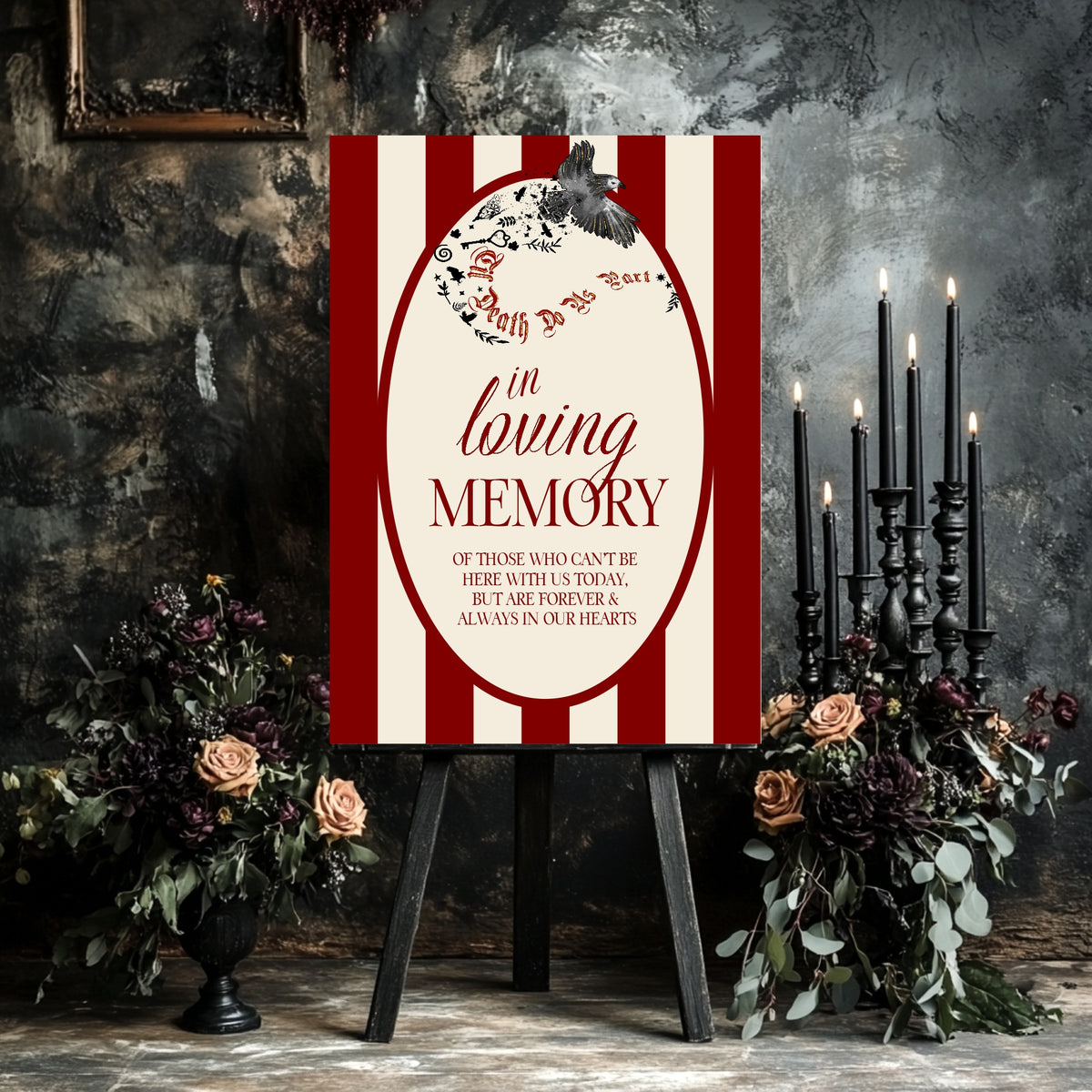 Red Rose & Bird In Loving Memory