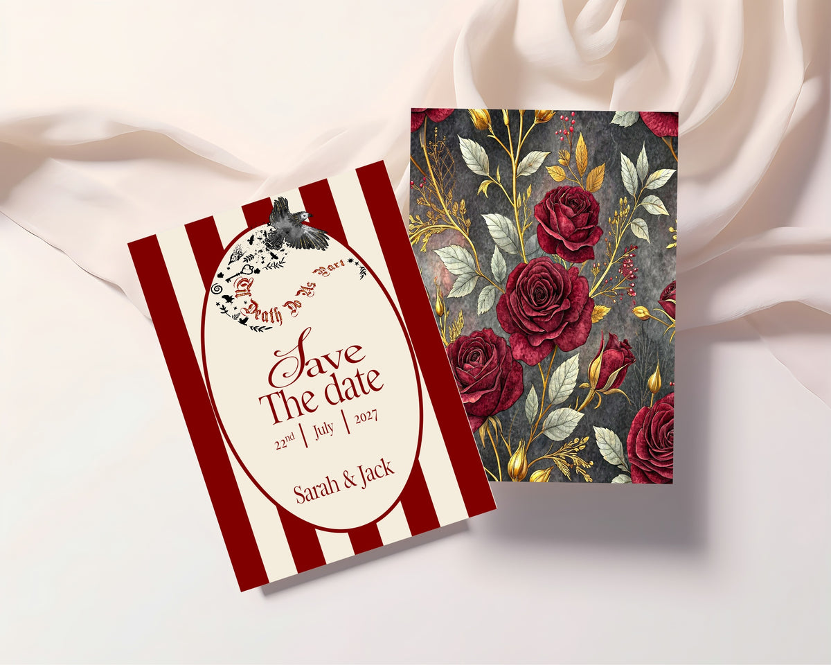 Red Rose & Bird Save the Date