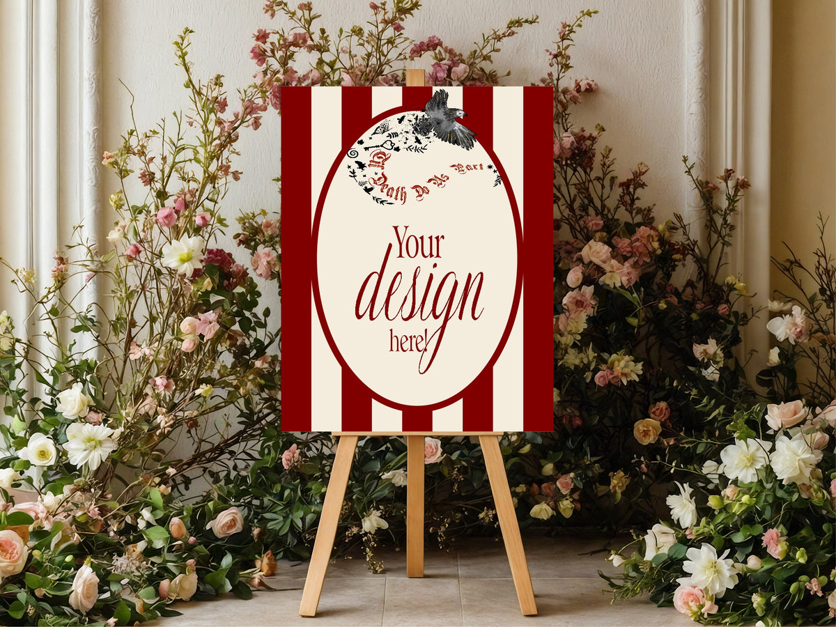 Red Rose & Bird Custom Wording