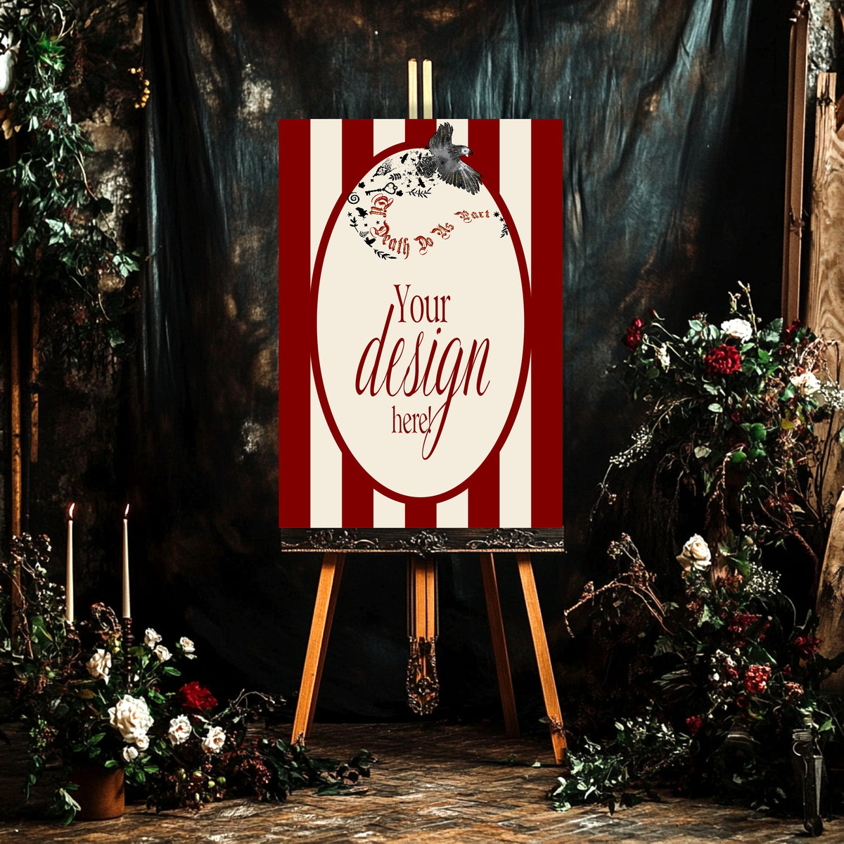 Red Rose & Bird Custom Wording