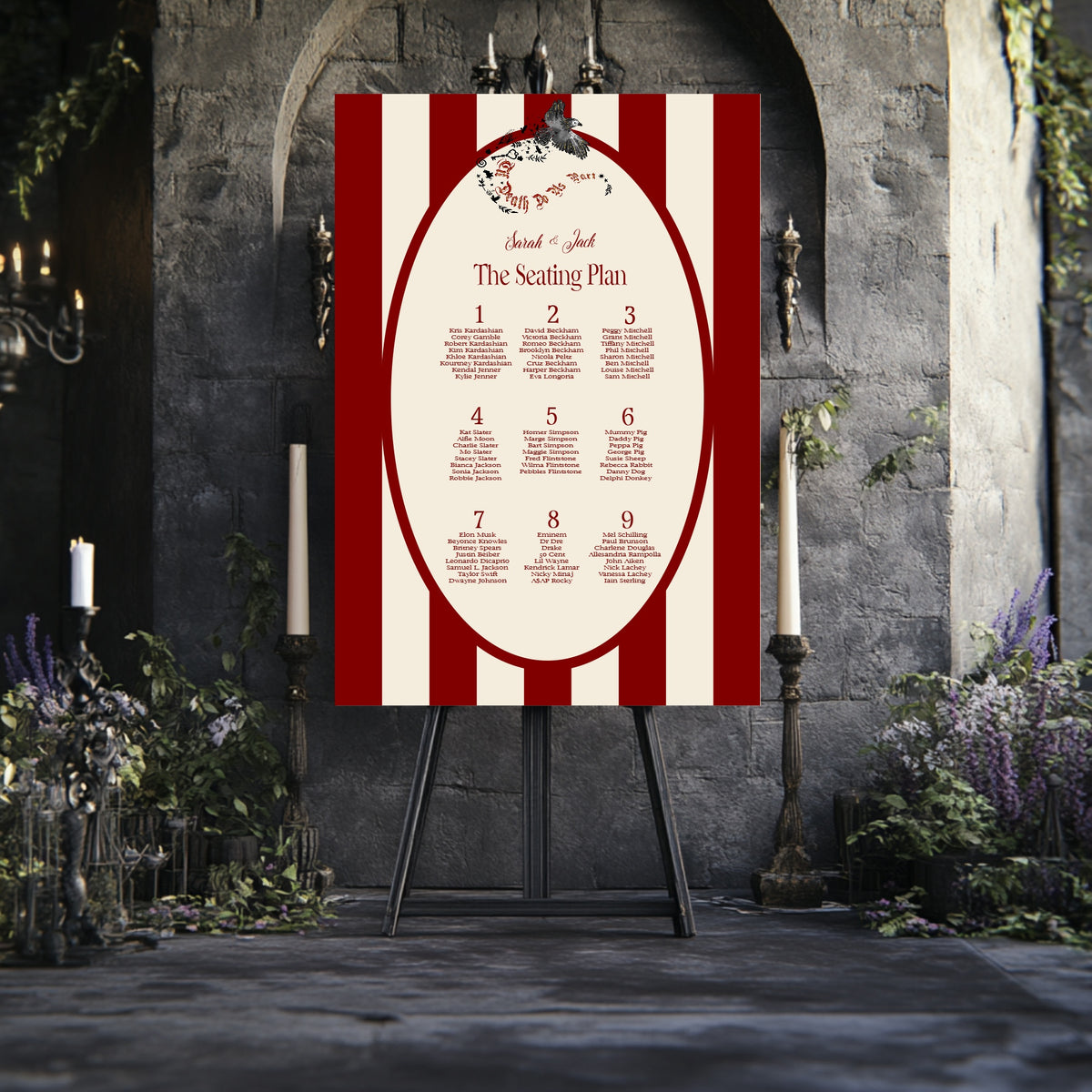 Red Rose & Bird Seating Plan