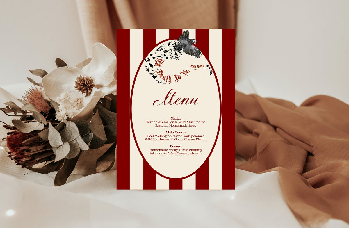 Red Rose & Bird Menu Signs