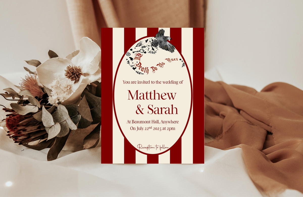 Red Rose & Bird Invitation Suite