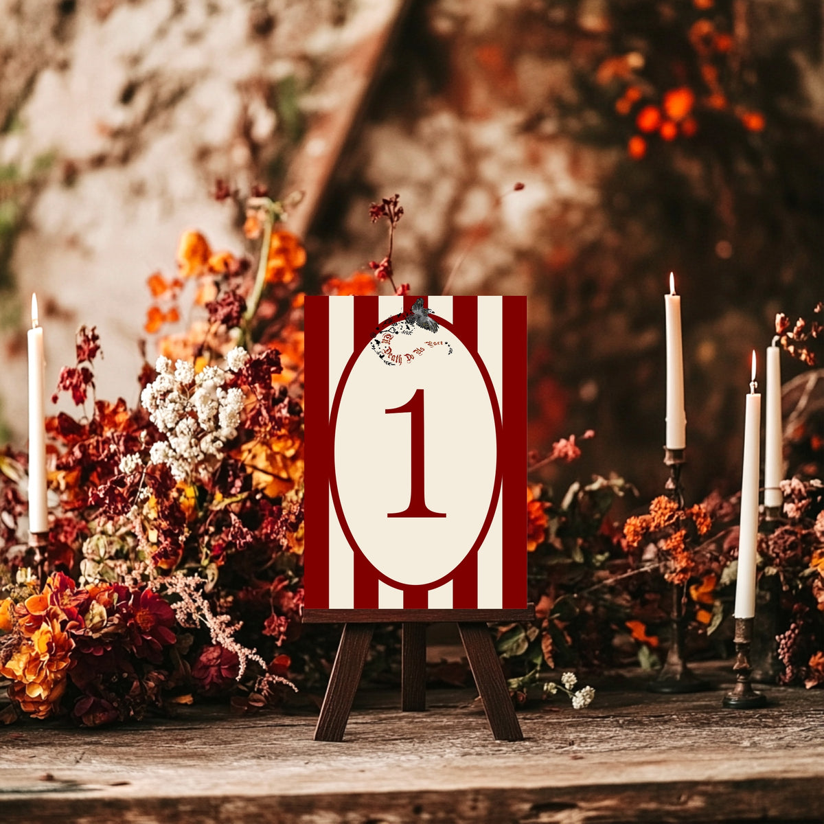 Red Rose & Bird wedding table names and numbers
