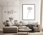 Rose Line Art Print | Monochrome Floral Wall Art - Larosier Prints