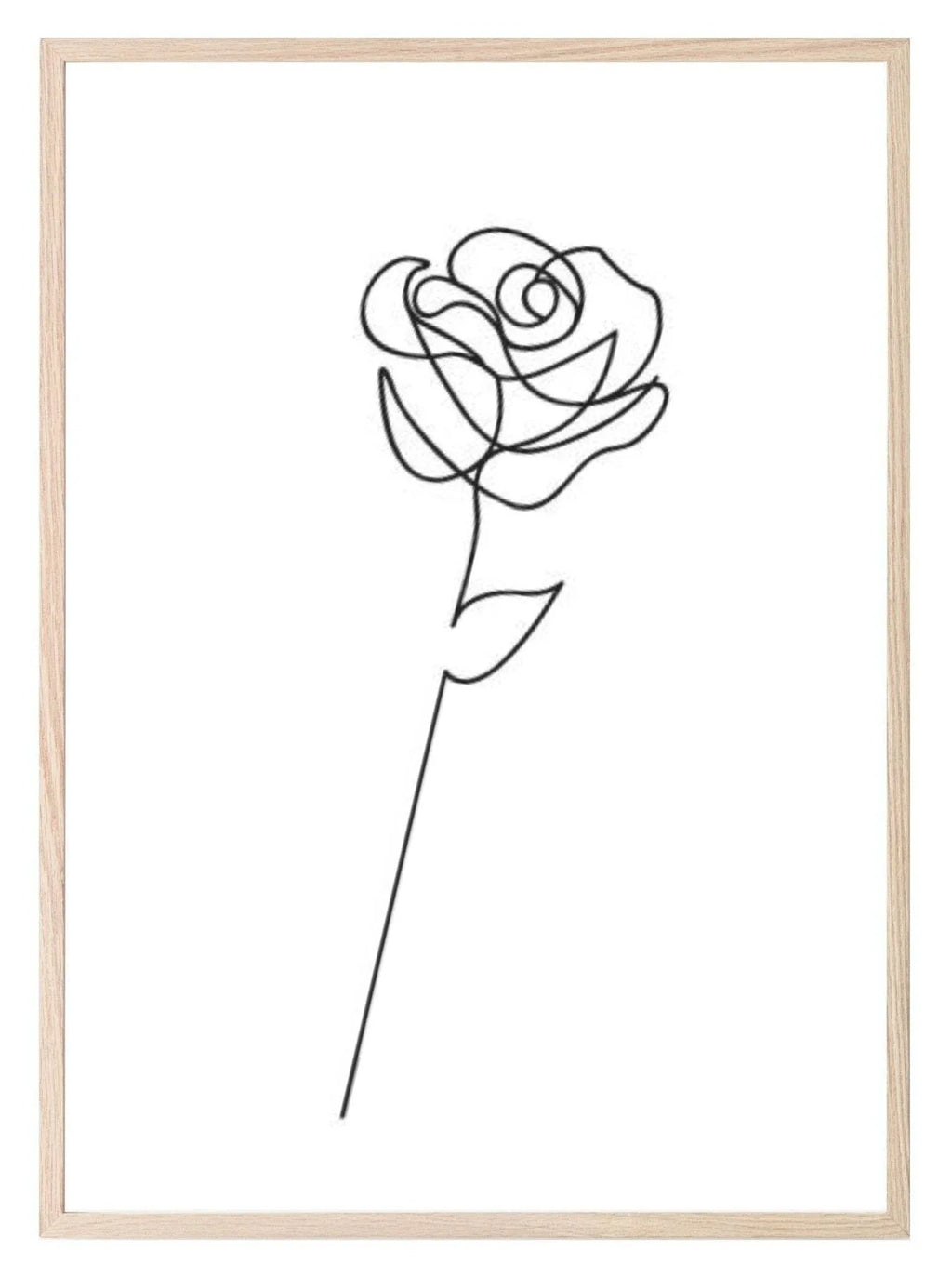 Rose Line Art Print | Monochrome Floral Wall Art - Larosier Prints