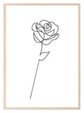 Rose Line Art Print | Monochrome Floral Wall Art - Larosier Prints