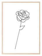 Rose Line Art Print | Monochrome Floral Wall Art - Larosier Prints