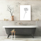 Rose Line Art Print | Monochrome Floral Wall Art - Larosier Prints