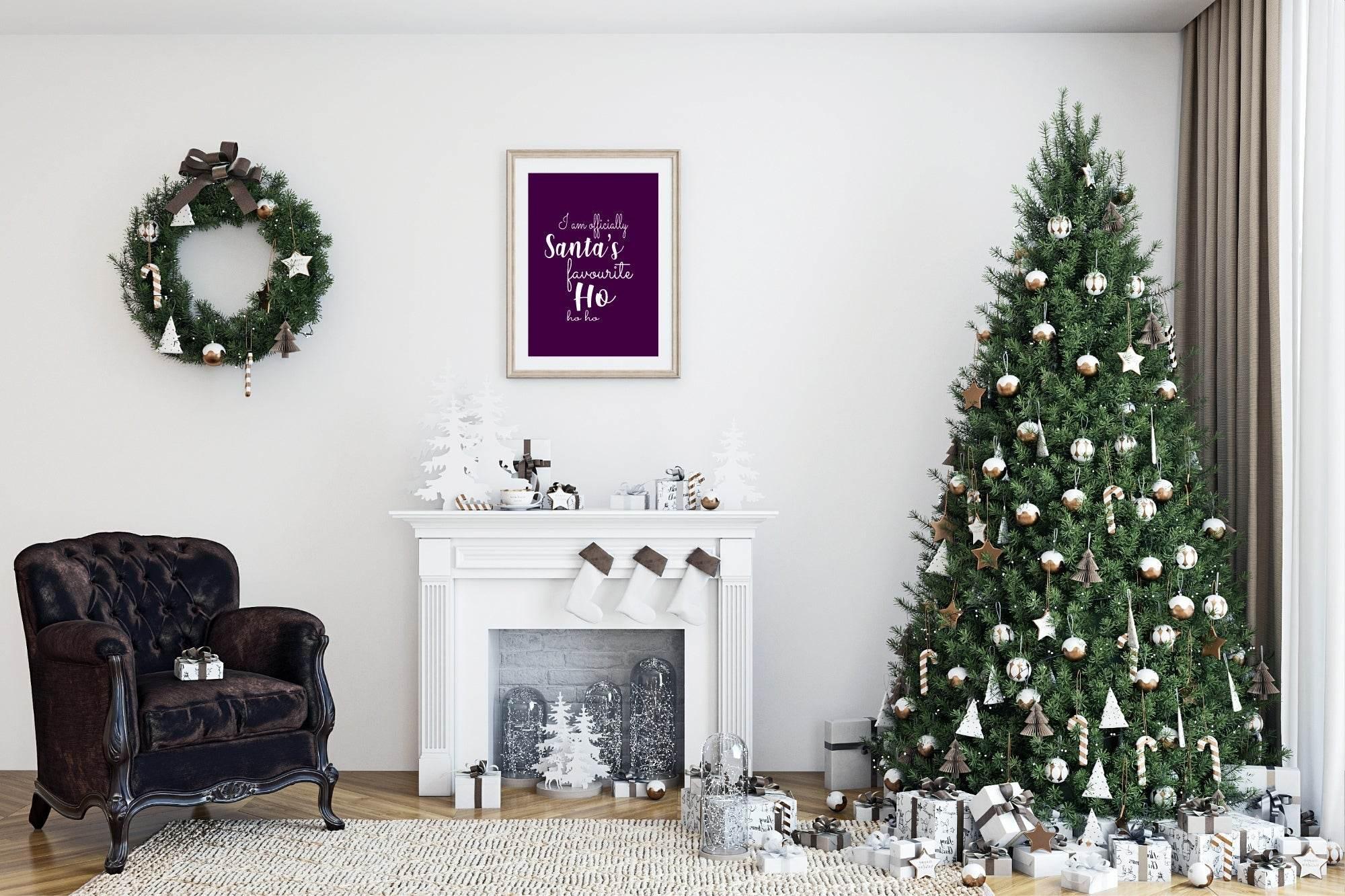 Santa's Favourite Ho Ho Ho Print | Funny Christmas Wall Art - Larosier Prints