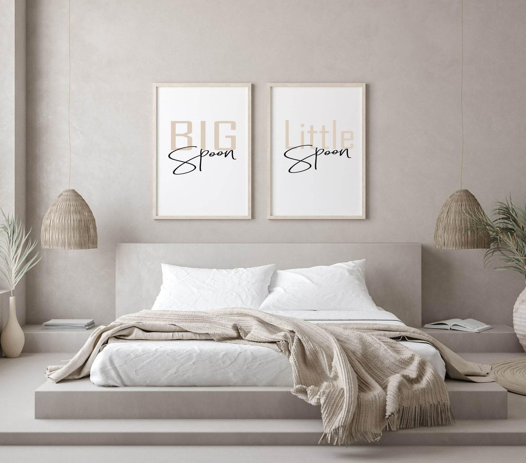 Set of 2 Big Spoon & Little Spoon Prints | Over The Bed Wall Art - Larosier Prints
