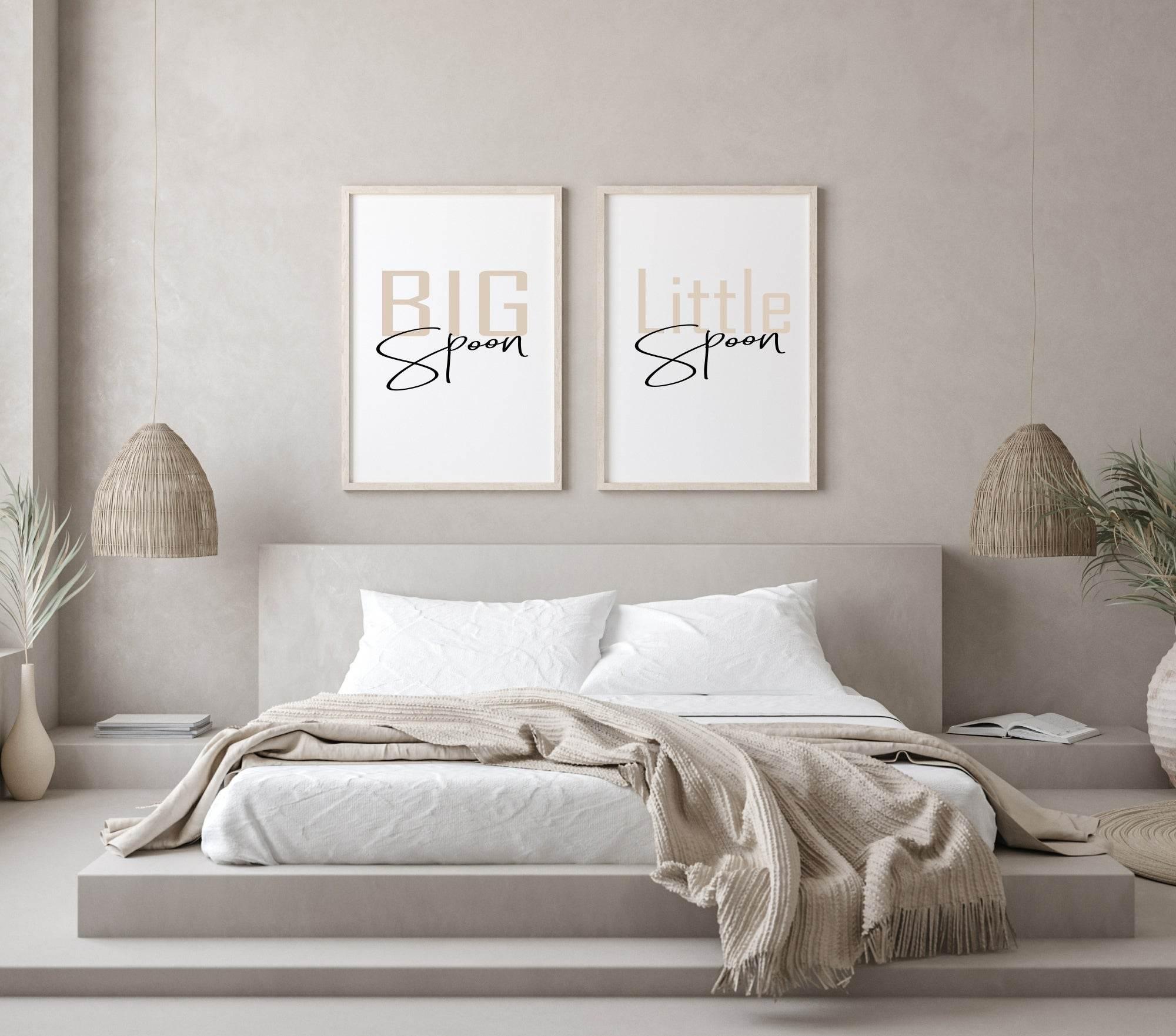 Set of 2 Big Spoon & Little Spoon Prints | Over The Bed Wall Art - Larosier Prints